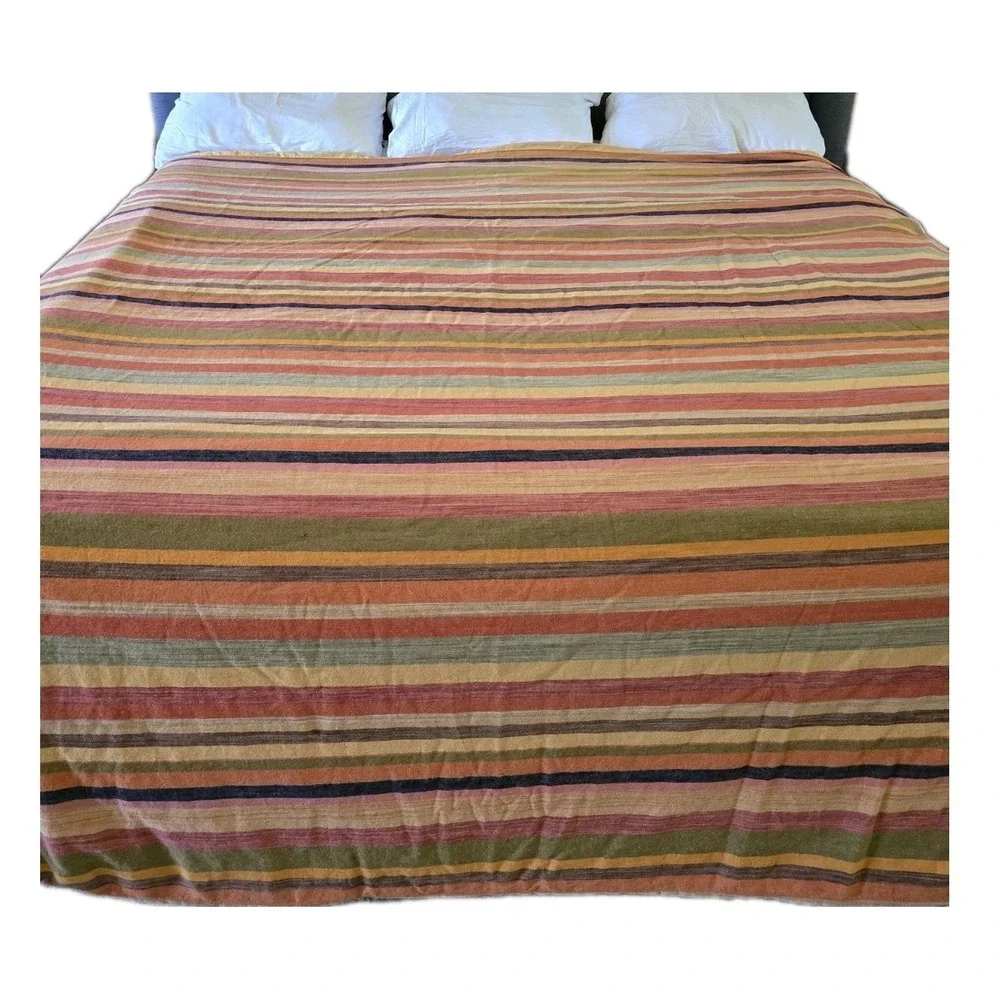 Pottery Barn King Duvet Cover Foundations Logan Stripe Orange Multicolor Stripe